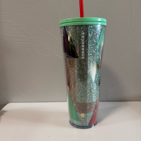 Starbucks 2020 Holiday Christmas Tree Glitter Cold Cup Tumbler Straw 24 oz Venti - Picture 2 of 6